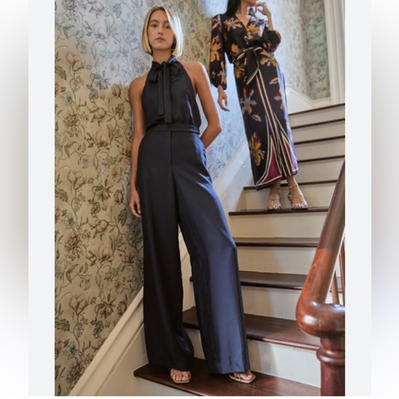 Banana Republic Pants - Banana Republic Navy Blue TIE-NECK TUXEDO JUMPSUIT